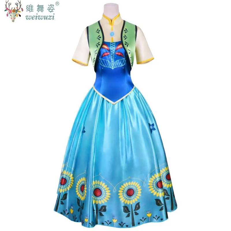 

New Movie Snow Princess Blue Luxury Dress Cosplay Costume Queen Halloween Costume Party Masquerade Gown Stage Perfermance Outfit
