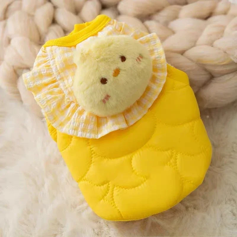 

Cute Duck Pet Clothes Plaid Lace Duck Pet Clothes Dog Autumn and Winter Teddy Bear Warm Cat Vest Vest Dog Clothes for Small Dog