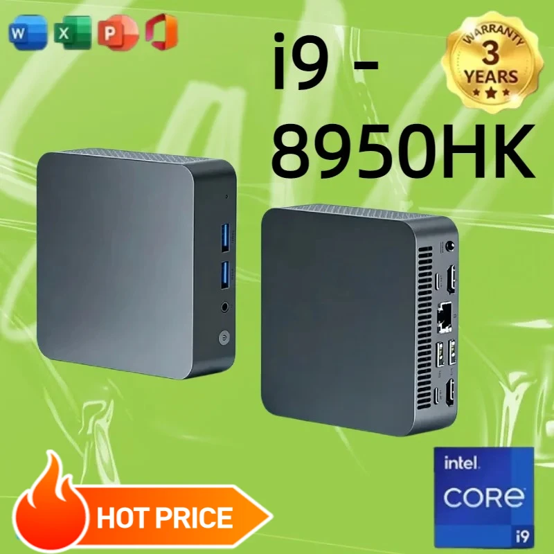 Intel Core i9-8950HK Mini Desktop PC Genuine  2TB High Speed SSD WiFi6 BT5.2 Lightweight Household Mini Computer