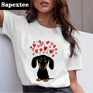 Dachshund-T-Shirt für Frauen, weibliches T-Shirt, Mops, Teckel, Harajuku, schöne Hund, Pfütze, Bull, Sommer, 2021 6 Hauptverkauf Pitbull -Shirt - №2