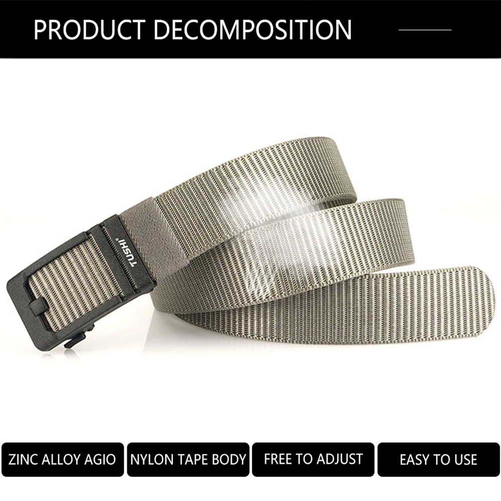 TUSHI новый мужской ремень с автоматической пряжкой, уличный толстый нейлоновый пояс, тактический ремень, рабочая одежда, парусиновые повседневные спортивные брюки, поясной ремень