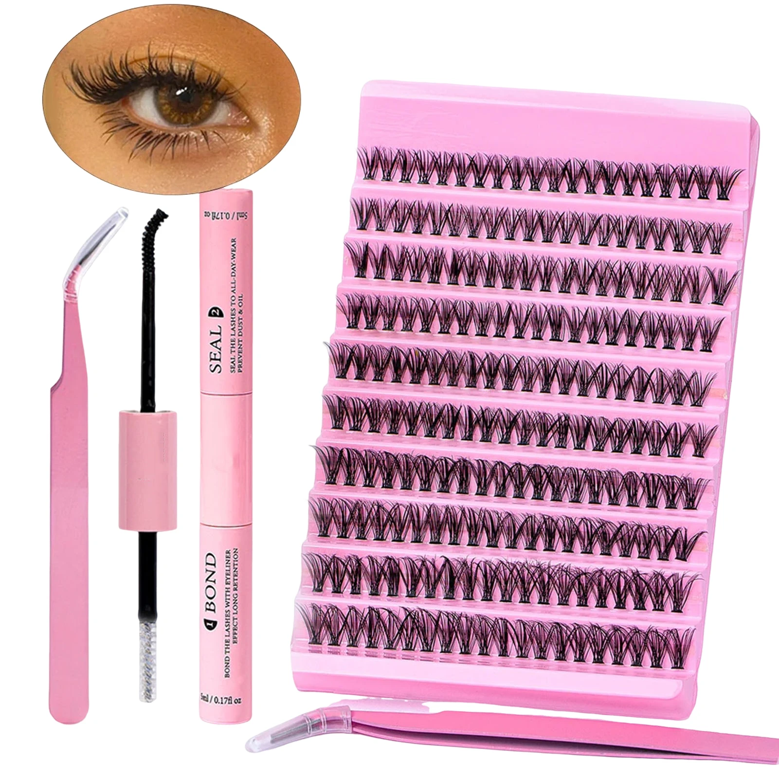 30D 200 PCS Clusters Lash Bond and Seal Makeup Tools DIY Lashes Extension kit with Lashes Gluing Glue Makeup Accessories