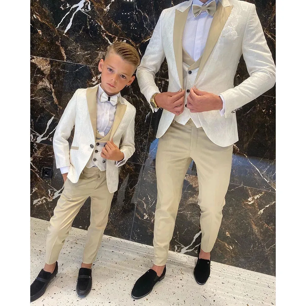 Newest Pattern Father and Son Men Suits Wedding Prom Groom Tuxedos Terno Masculino Slim Fit Blazer 3 Pieces Jacket+Pant+Vest