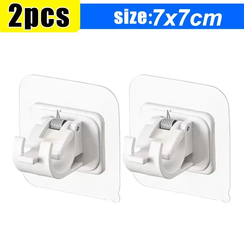 Lot De 2 Supports Tringle à Rideaux Autocollants Sans Perçage - Crochets Réglables Pet