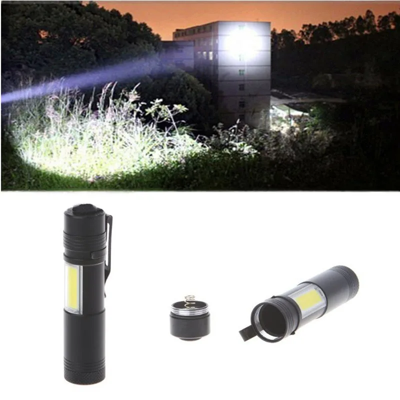 Built In Battery Q5 Portable Mini Led Flashlight Zoom Torch COB Lamp 500 Lumens Adjustable Penlight Waterproof for Outdoor