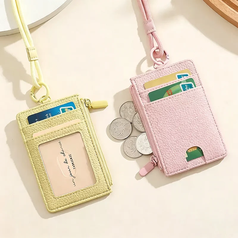 Fashionable Mini Lanyard Card Bag Stylish Simple for Daily Commute ID Badge Holder & Bank Card Pouch