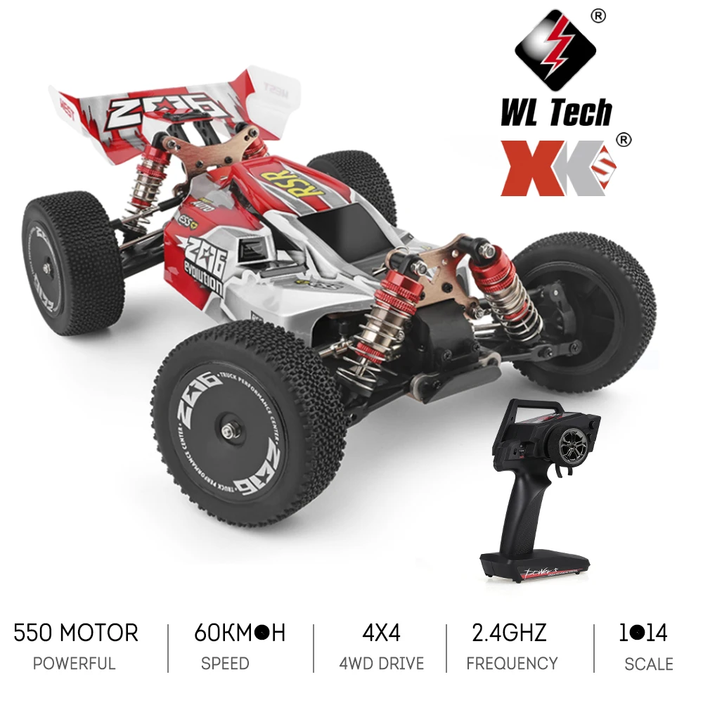 Wltoys 144001 4WD 60Km/H High Speed Racing Off-Road Drift Car Toys 1/14 2.4GHz RC Car Upgrade Brushless Motor 75Km/H