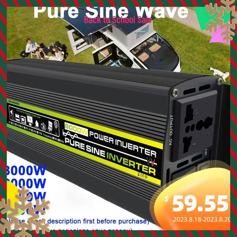 

Pure Sine Wave Power Inverter 6000W/8000W4000W Car Solar Inverter Voltage Transformer DC12V/24V AC110V/220V Socket Converter