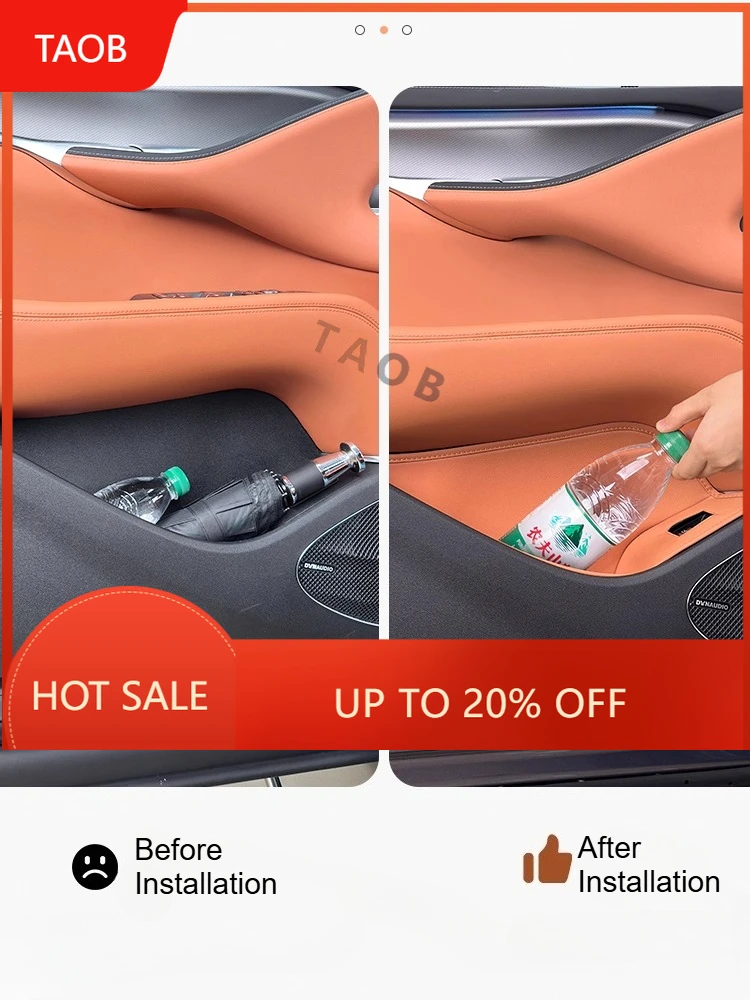New High Quality For BYD Sealion 7 2024 2025 Car Door Slot Storage Box Pocket Leather Anti-slip Noise Reduction Protective Pad C