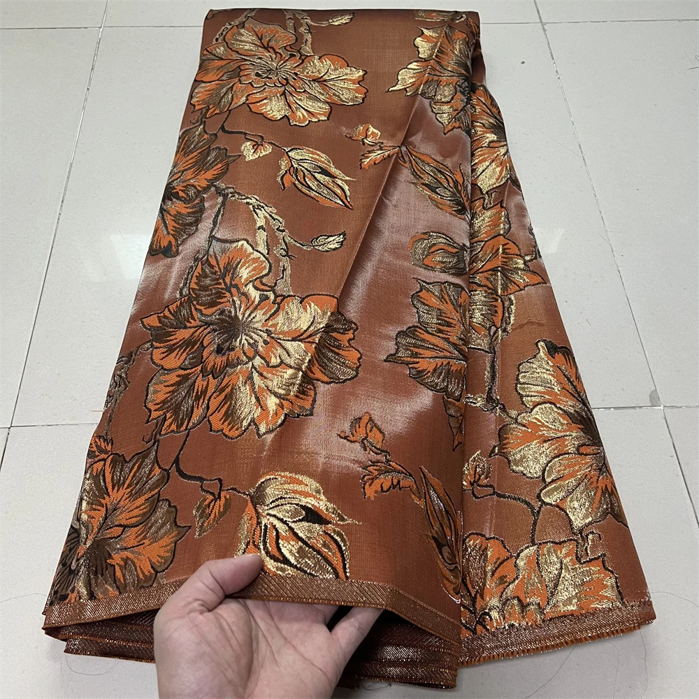 

2025 African Nigerian Tulle Lace Fabric Organza Embroidery High Quality Brocade Jacquard 5Yard for Party Gown Dress YXZ190