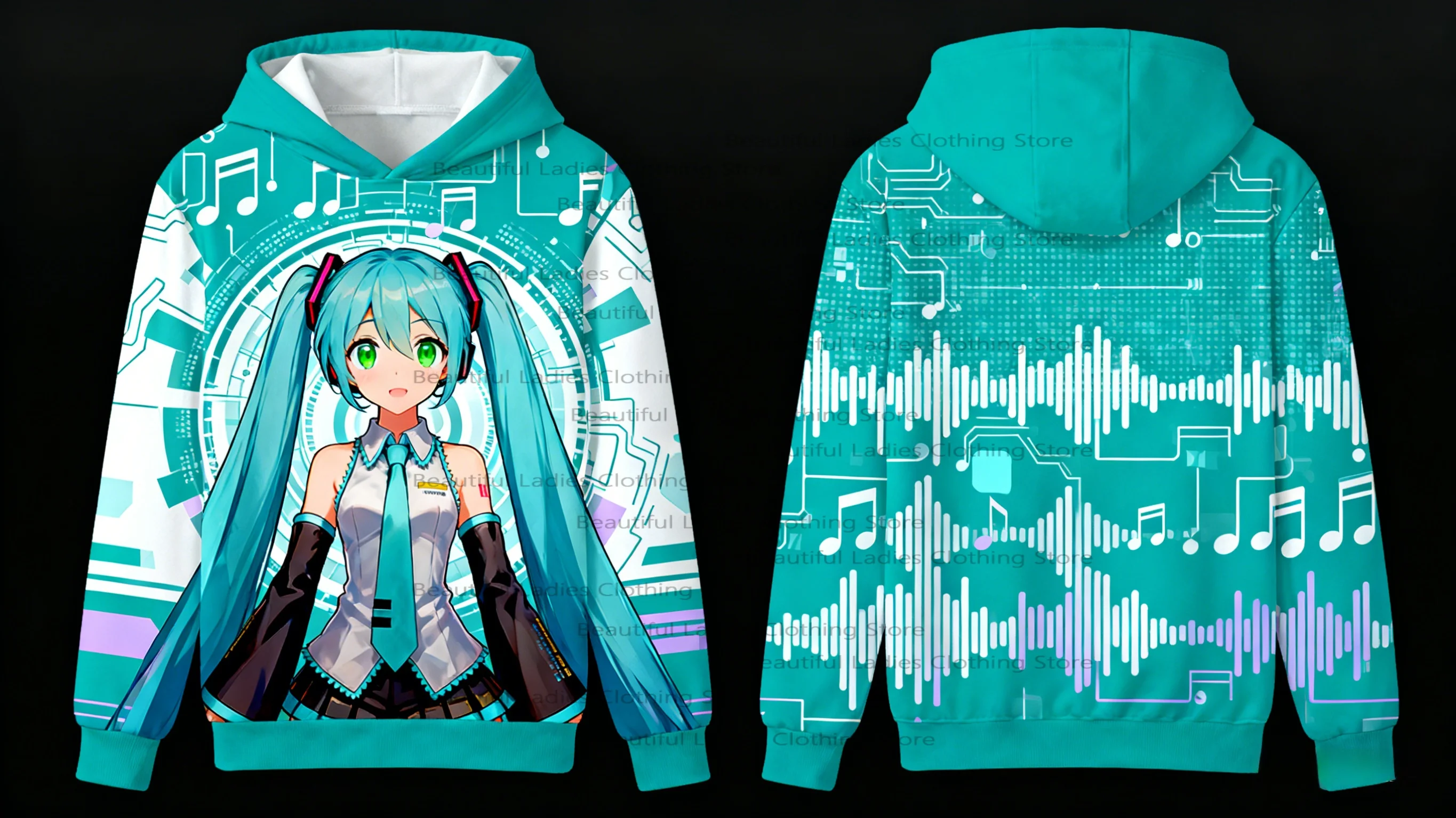 Outono feminino casual moda hoodie com hatsune miku impressão dos desenhos animados estilo streetwear lounge wear na moda anime moletom
