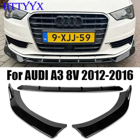 AUDI A3 8V 2012-2016 표준 버전 자동차 앞 범퍼 스플리터 립 디퓨저 바디 키트 스포일러 가드에 적합 (S 라인 모델 아님)