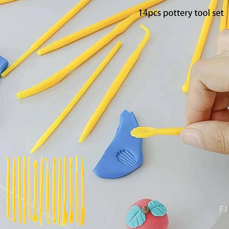 

[YU]14Pcs Pottery Tool Plastic Clay Sculpting Tools Set Polymer Carving Knife Kit For Pottery Modeling Embossing Styling DIY Art