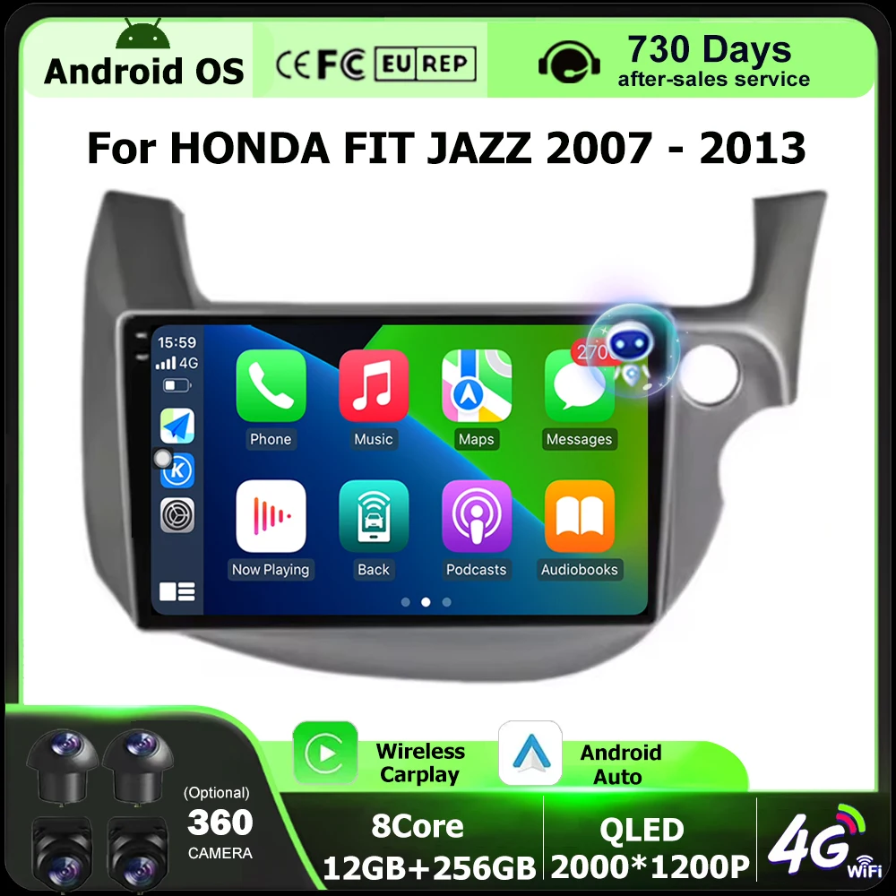 

Wireless Carplay For HONDA FIT JAZZ 2007-2013 RHD Android Auto Car Radio Multimedia Player GPS Stereo Head Unit Bluetooth DSP 4G