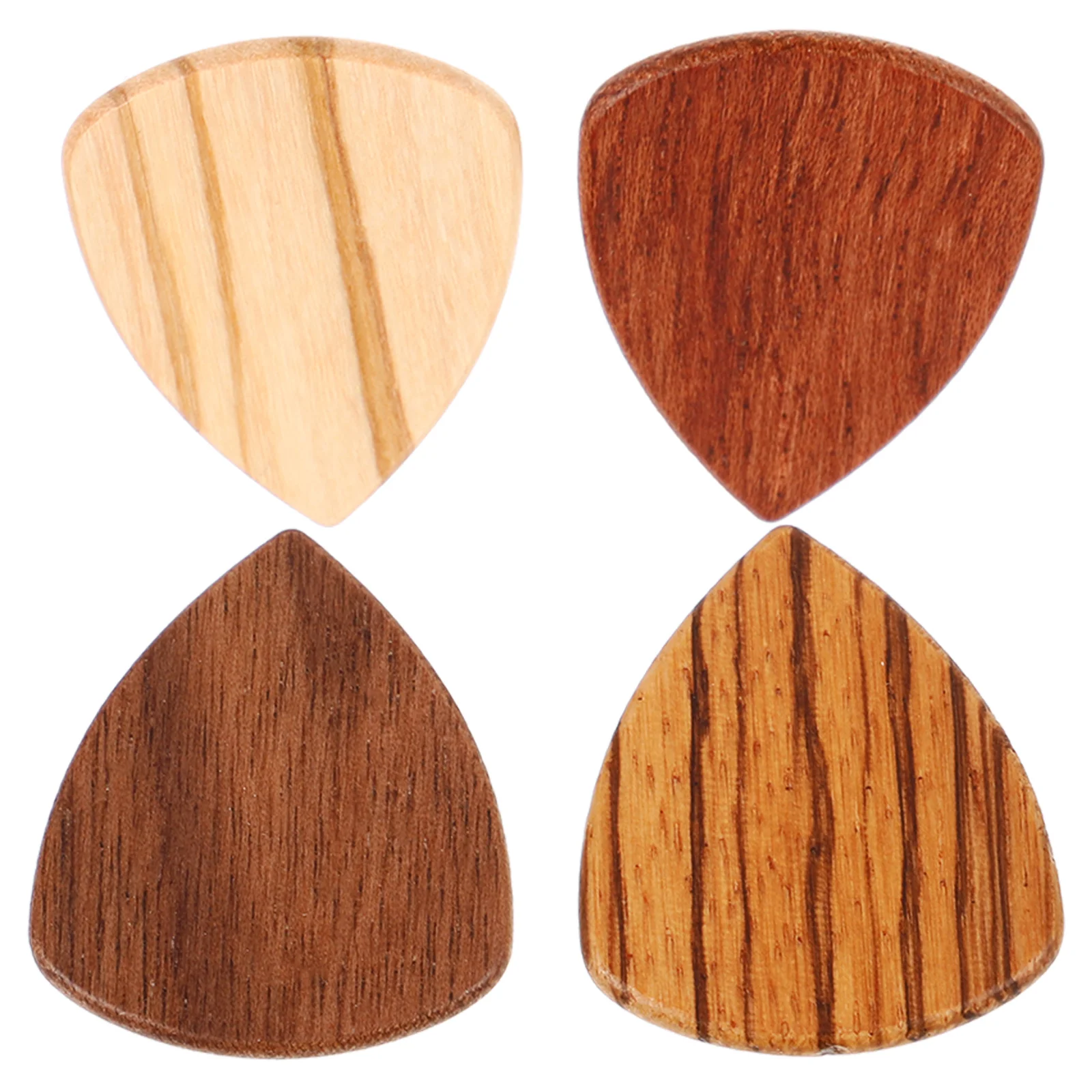 4 Pcs Guitar Pick Wooden Small Picks for Acoustic Zebrawood Portable Music Instrument Bass Electric