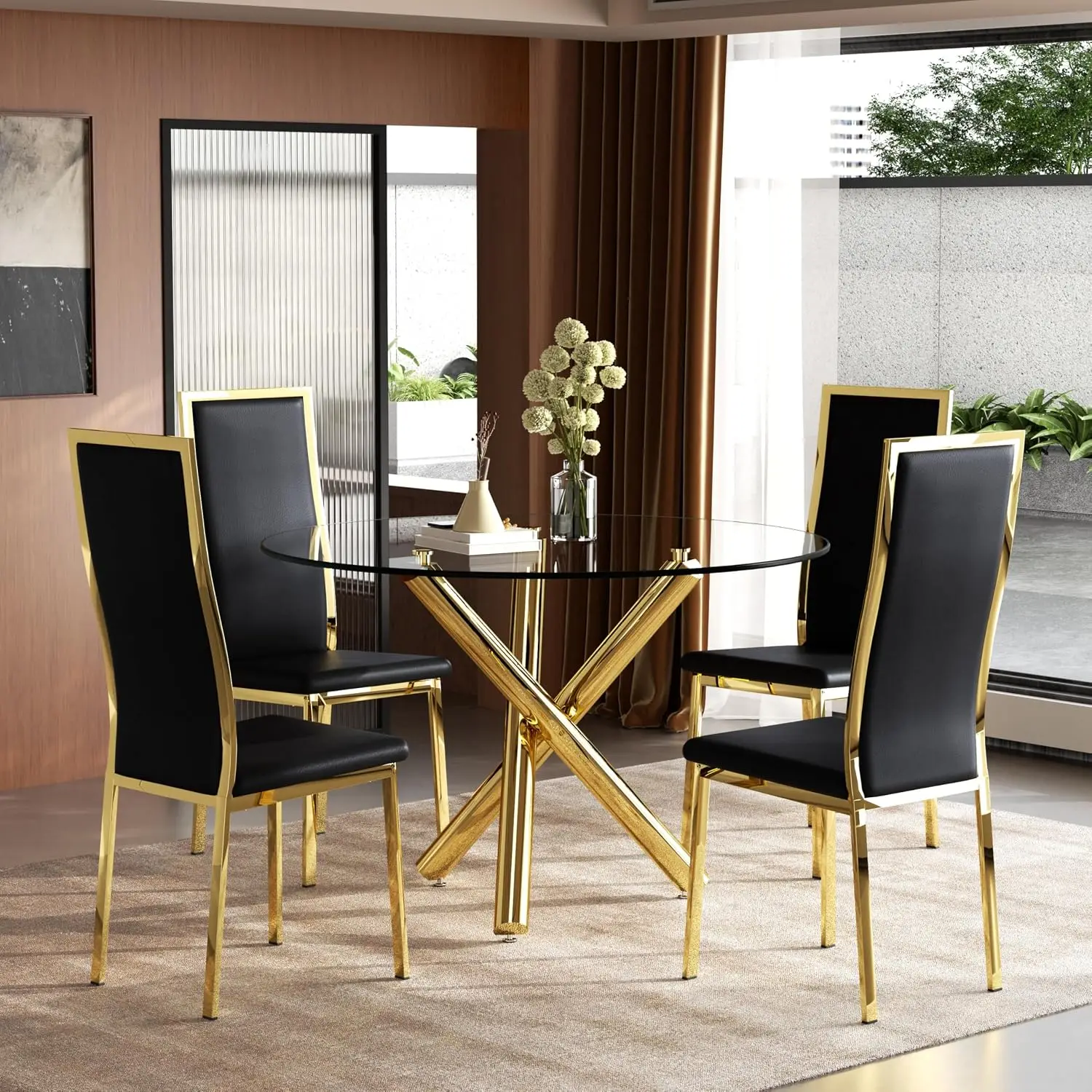 Round Glass Dining Table Set 39