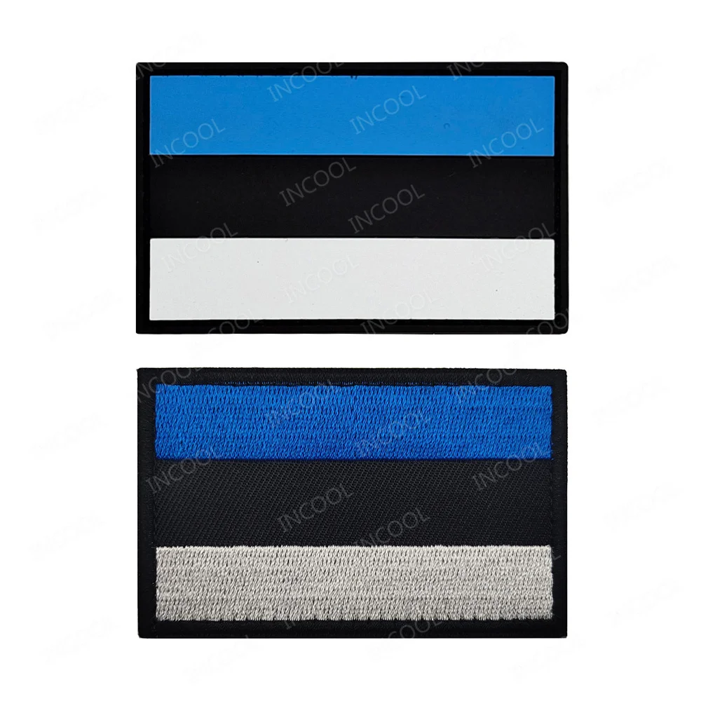 Estonia Flag Embroidered Patch PVC Rubber Eesti Vabariik Flags Patches Fastener Patches For Clothing Backpack Cap