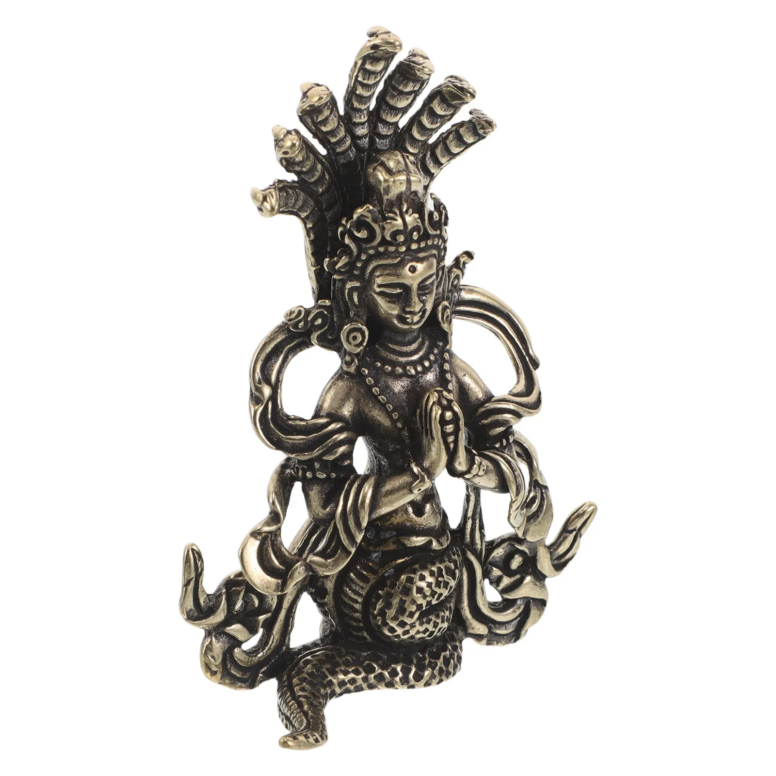Handcrafted Vintage Brass Medusa Goddess Snake Statue Sculpture for Table Decoration Home Office Feng Shui Blessing Ornament