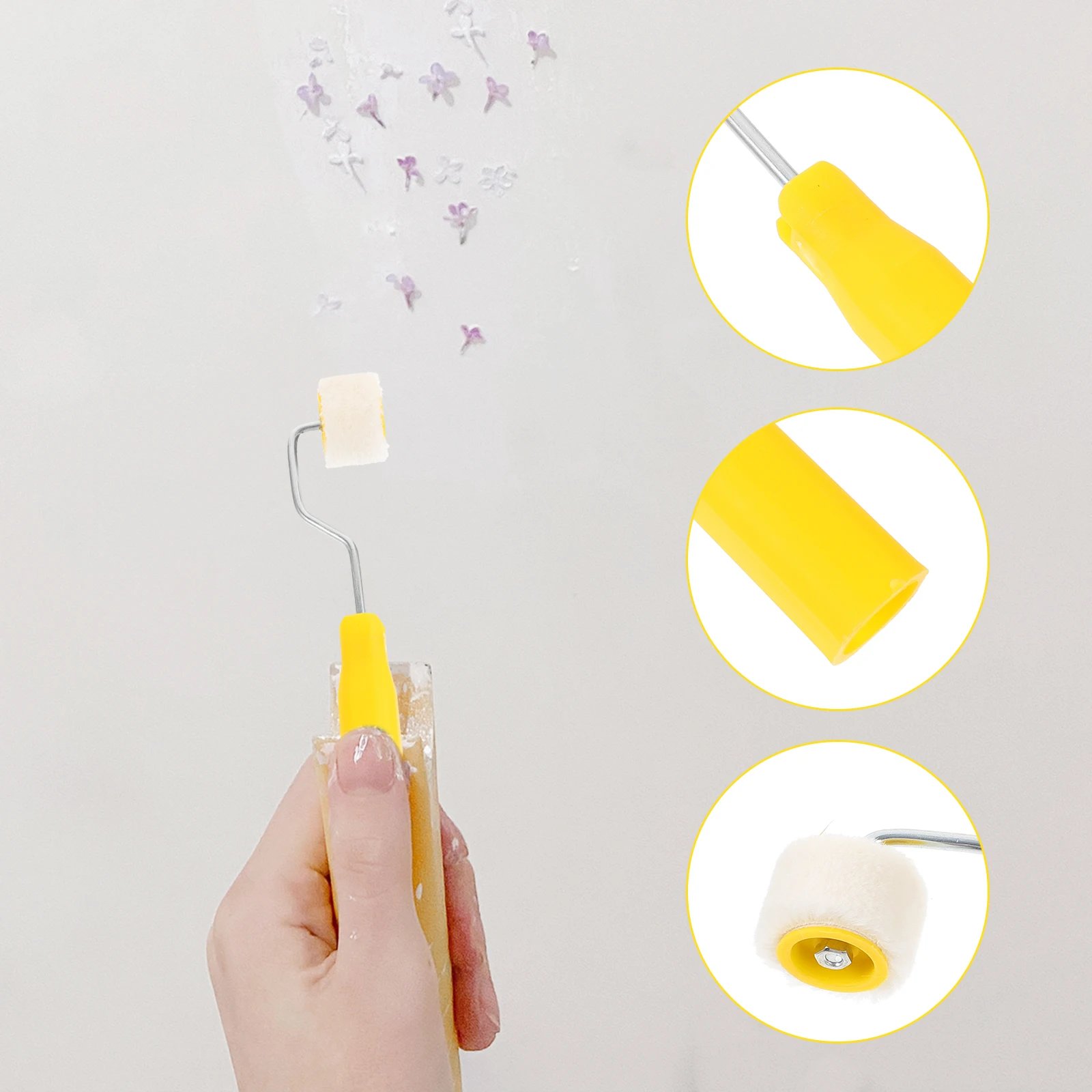 

2 Mini Rollers 2cm Firm Handle True Sheep House Roller Paint Brush Painting Supplies Wool for Wall House Painting Supplies