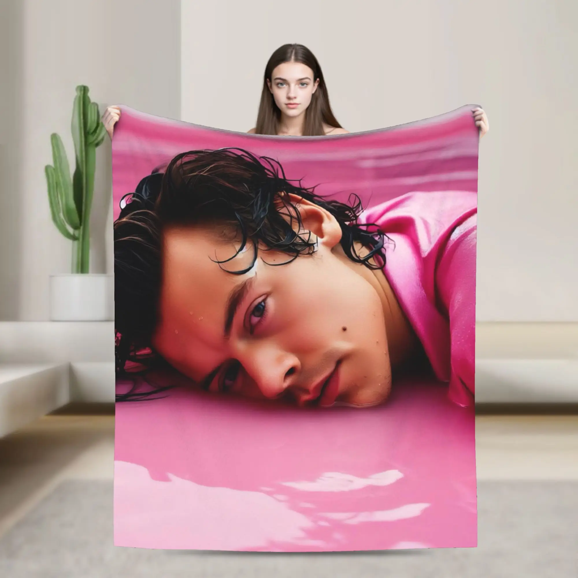 Kiss All The Time Pink Blanket Cover Harrys Singer Styles  Fuzzy Throw Blanket Summer Air Conditioning Decoration Bedspreads