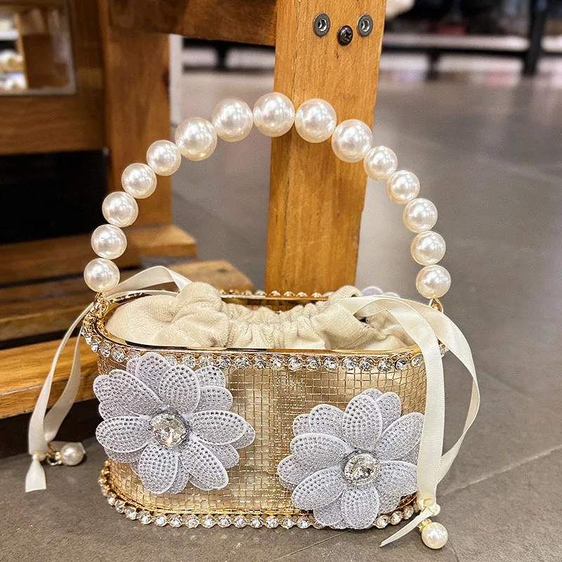 

Металлическая сумка-ведро с бриллиантами и стразами, полая высококачественная сумка Xiaoxiangfeng