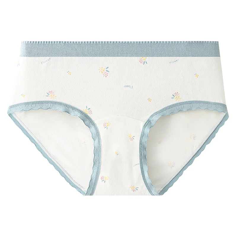 3 قطعة سراويل فتاة القطن الخالص طالب زهرة طباعة الملابس الداخلية تنفس Underpant حجم كبير سراويل الإناث لينة منتصف الخصر ملخصات