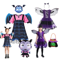 Disney Vampirina kostium dziewczyna Halloween przebranie wiedźma wampira sukienka Cosplay dzieci karnawałowe ubrania imprezowe ze skrzydłem element ubioru