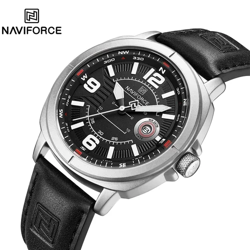 Imagen 1 del producto NAVIFORCE NF8078 reloj de pulsera con calendario de banda de PU de alta calidad, reloj de cuarzo para hombre, relojes impermeables con indicador de fecha automático
