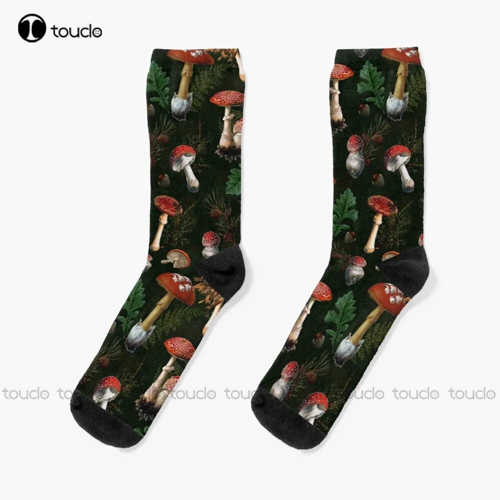 Beautiful Mushroom Kingdom Black Socks Vintage Flower Pattern High Quality Cute Elegant Lovely Kawaii Cartoon Sweet Cotton Sock