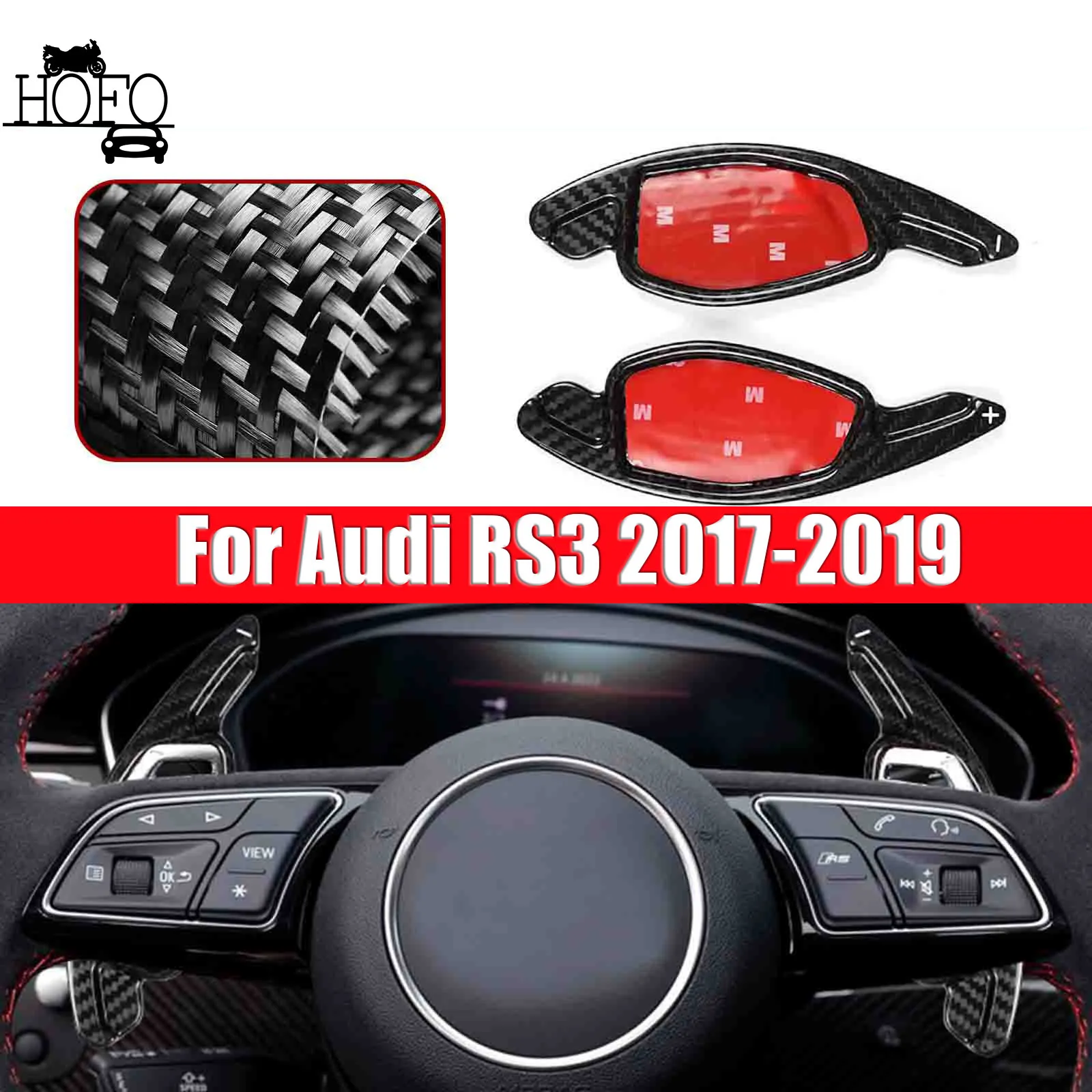 

Real Carbon Fiber Steering Wheel Paddle Shifters For Audi RS3 2017-2019 For Audi RS3 2017-2019