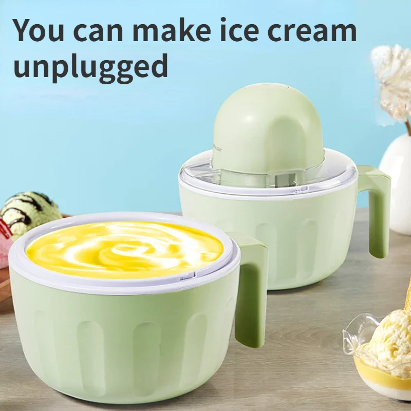 Máquina para hacer helados recargable, 500ml, pequeña máquina de servicio suave de helado casero, maquinas para hacer helados