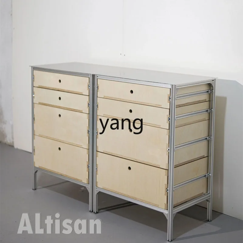 

LMM solid wood chest side storage minimalist stainless steel multi-functional cabinet