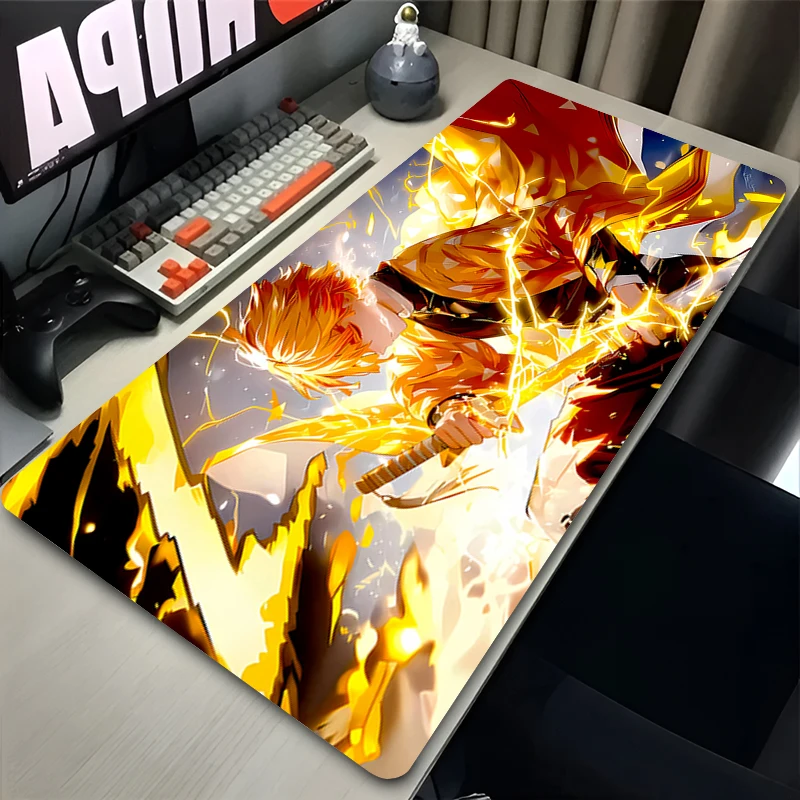 Mouse Pad Non-Slip Large Gaming Rubber Mouse Computer Keyboard Mats Game accessories PC carpet Demon Slayer Zenitsu Mousepad XXL