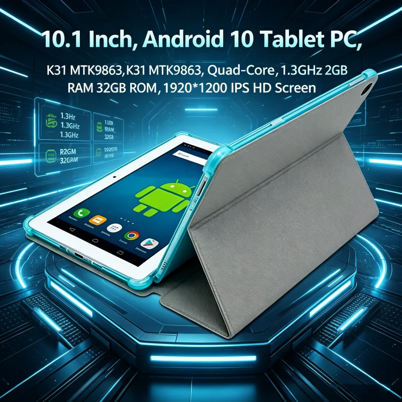Hot Sales 10.1 INCH T10 RAM 2GB DDR ROM 32GB K31  Android 10 Tablet PC Quad-Core CPU MTK9863 Quad-Core Type-C WIFI
