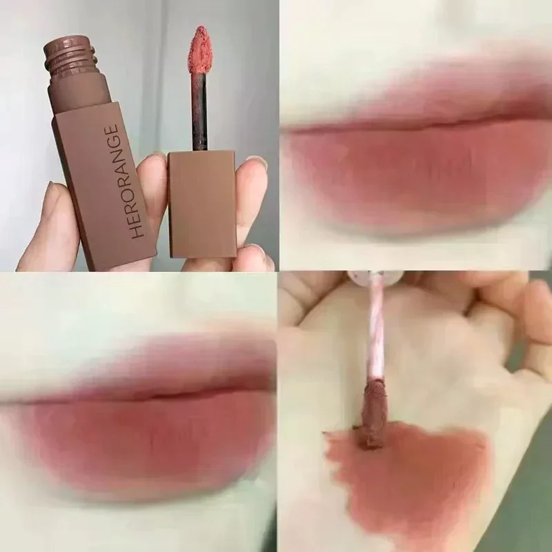 Herorange fosco veludo lama labial de longa duração à prova dwaterproof água copo antiaderente brilho labial sedoso suave névoa batom maquiagem cosméticos