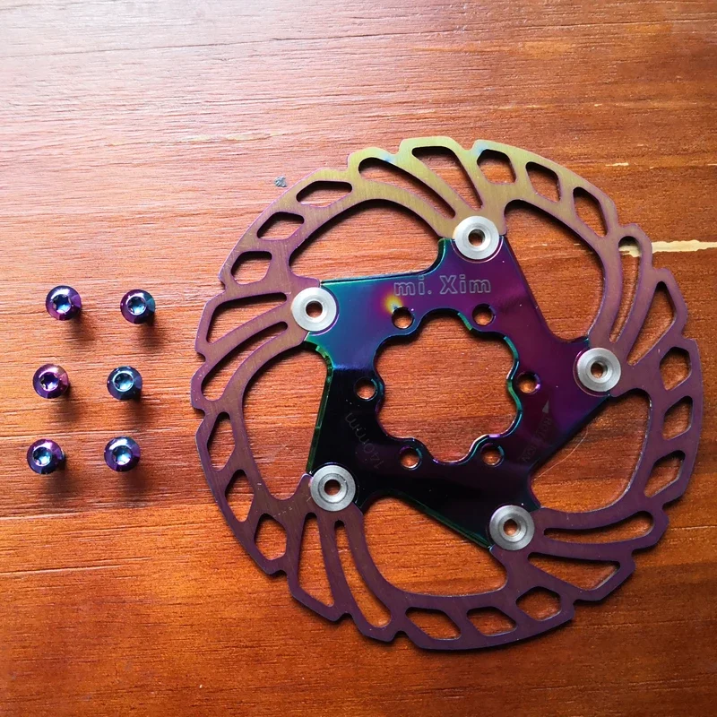 New road Mountain bike brake rotor Strong heat dissipation floating rotor 140/160/180/203mm MTB disc brake pad Rainbow colors