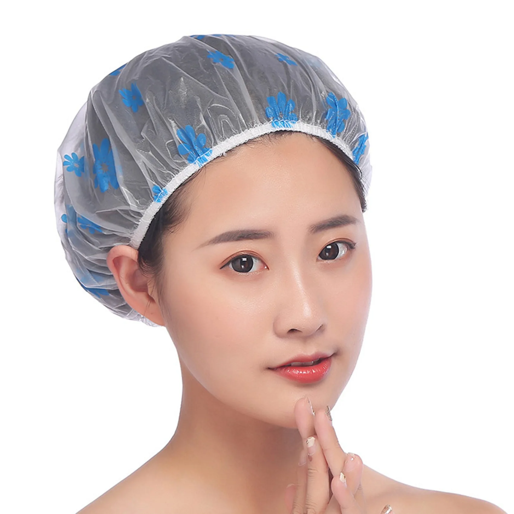 20Pcs Waterproof Shower Cap Point Bath Hair Cover Elastic Bath Hat Bathing Cap For Women Bathroom Reusable Shower Hat-A68E