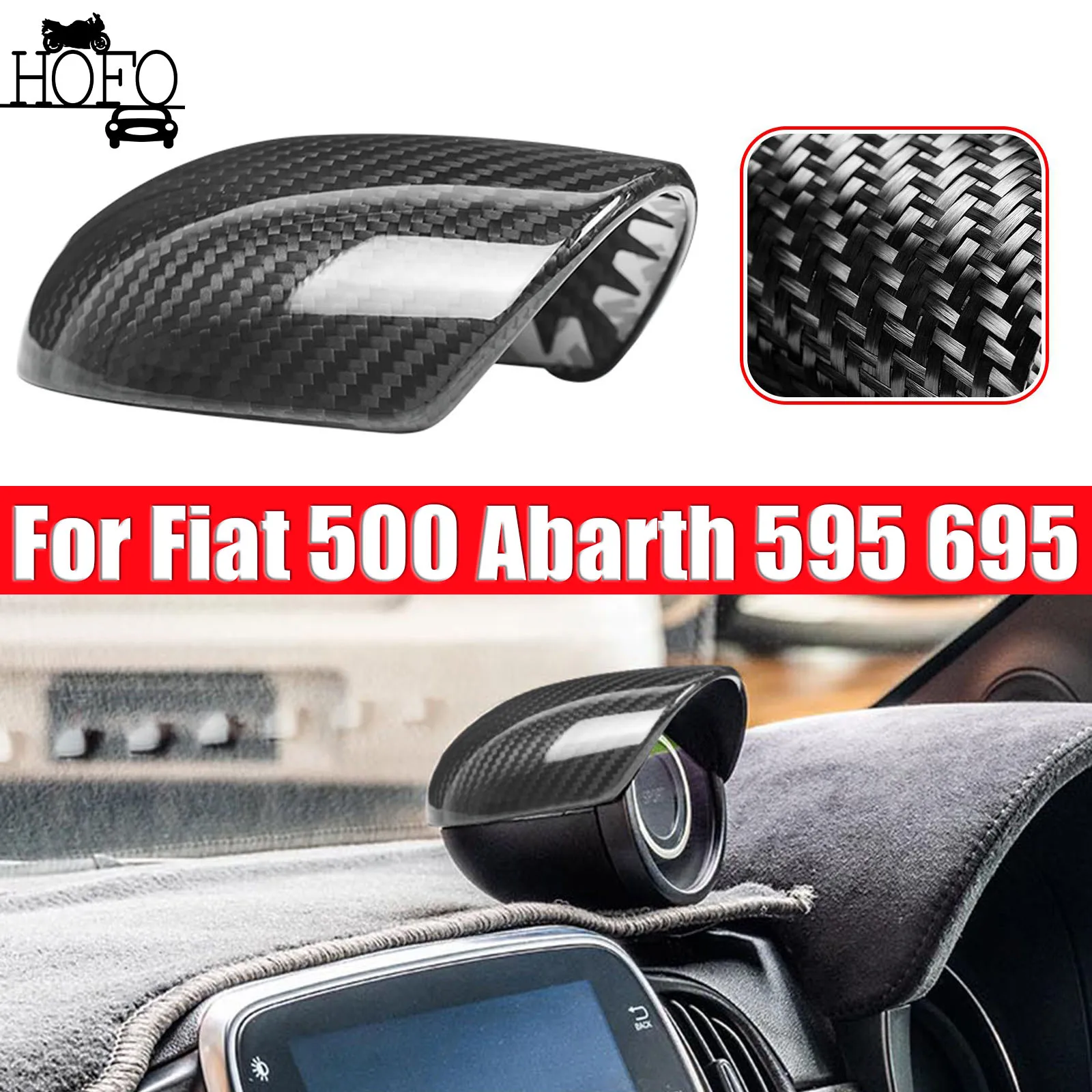 For Fiat 500 Abarth 595 695 Dashboard Tachometer Panel Cover Real Carbon Fiber