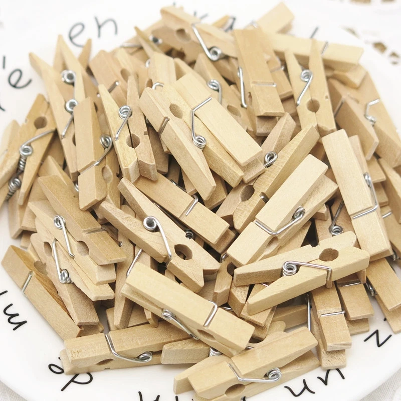300/500pc 25/35/45mm Wholesale DIY Wood Crafts Clothespins for Photo Home Decoration Accessories for Storage  Clip Hanger