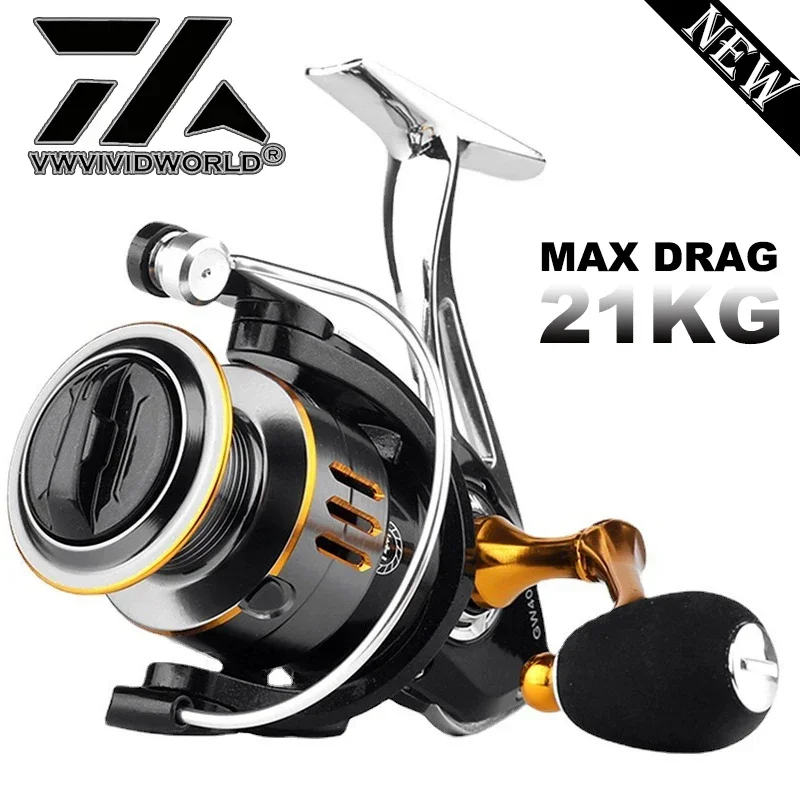 

Metal Fishing Reel Alloy Gear Alloy Spool Alloy Foot Metal Arm Max Drag 21KG 5.2:1 Gear Ratio Speed Spinning Carp For Saltwater