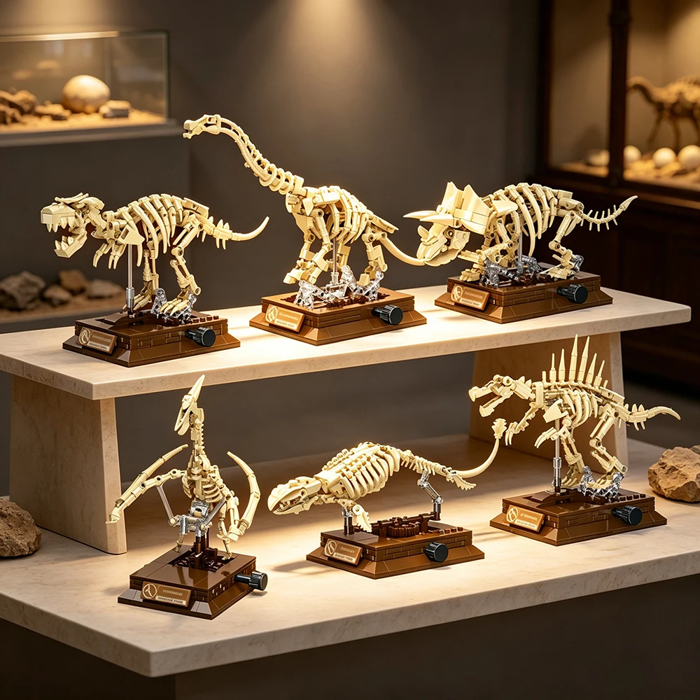 3D Dinosaur Fossil Skeleton Building Blocks Set,Assembly Model for Kids, Science Education Toy, Collectible Gift for Dino Lovers