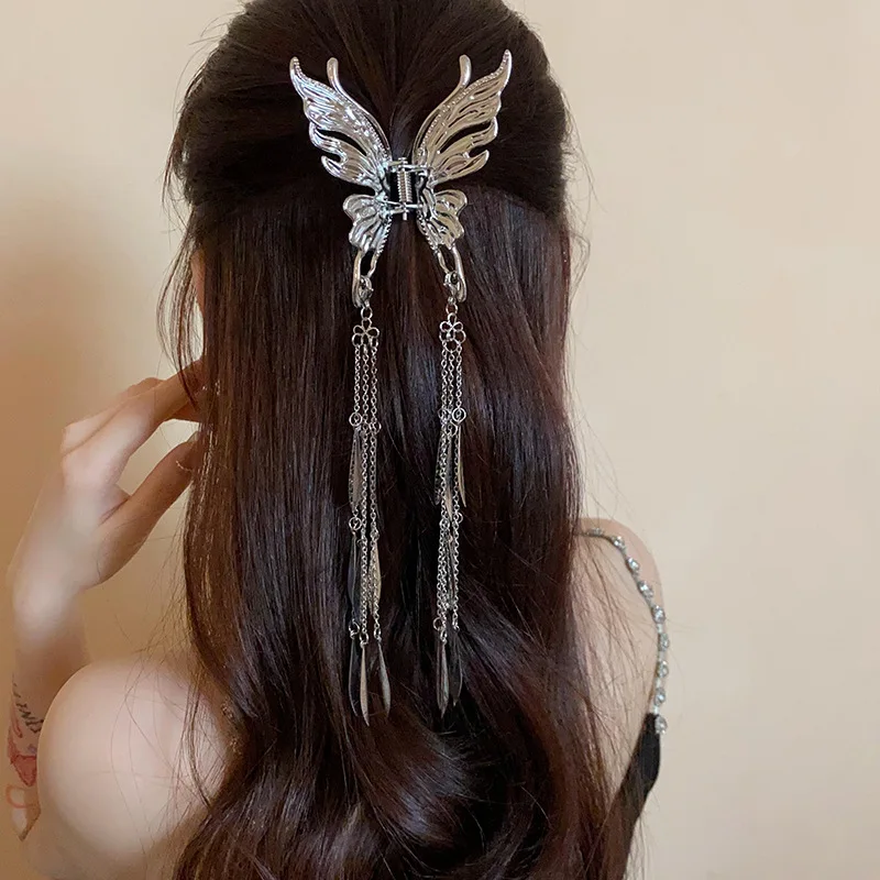 女性のためのヴィンテージスパイダーヘアクロー,シルバーとブラックのヘアクリップ,ヘアピン,トレンディなヘッドギア,新しいアクセサリー2024