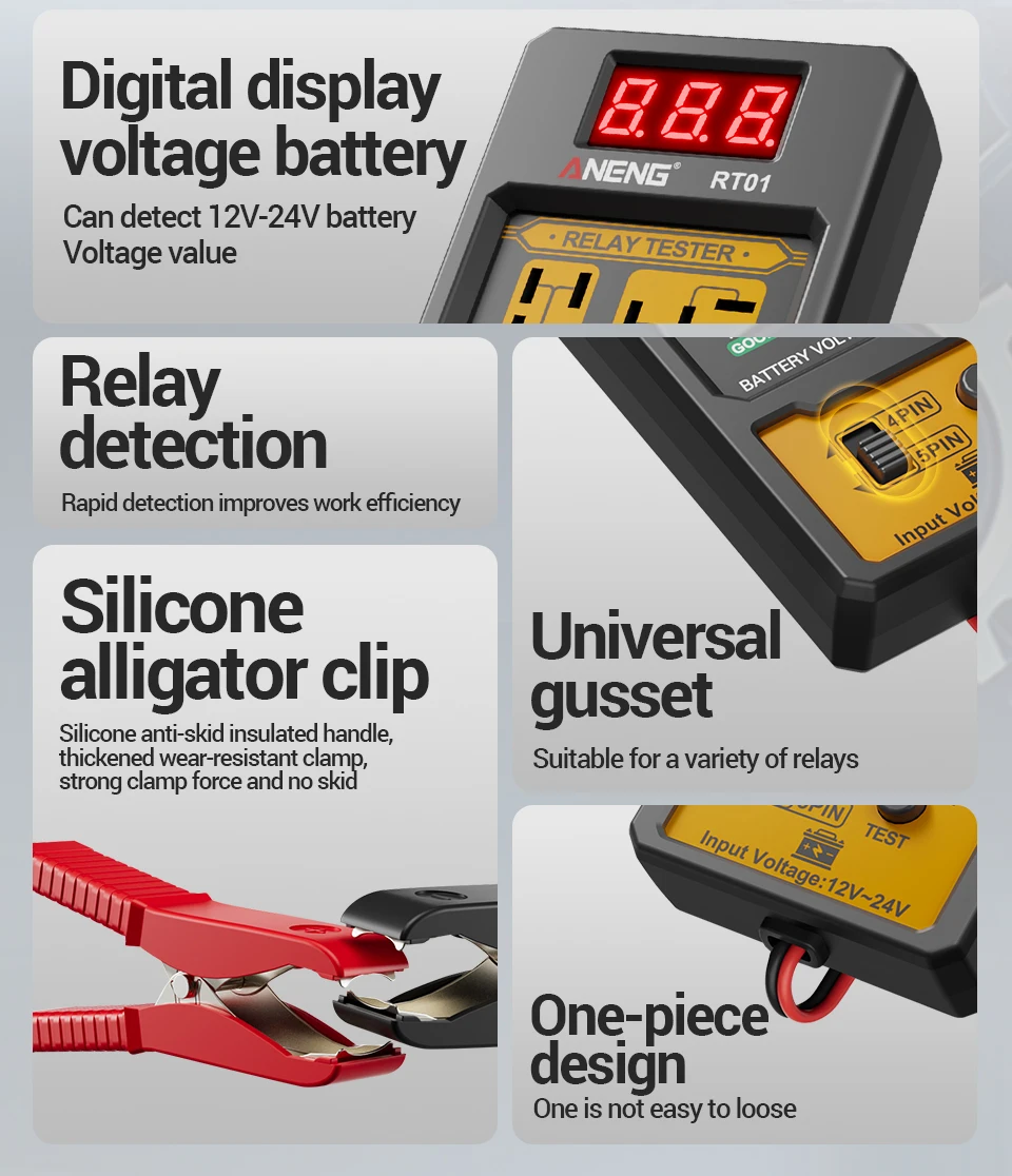 Präzisions-Detektionskit RT01 Kfz-Relais-Tester, gepaart mit BT138 Batterietester, universelles Diagnose- und Wartungswerkzeug – Detail 9