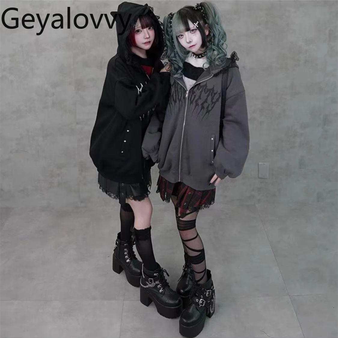 الأصلي اليابانية الشارع تنوعا حزام الديكور الجلود ألف خط تنورة حلوة بارد الفتيات مرونة عالية الخصر الدانتيل التنانير القصيرة #4