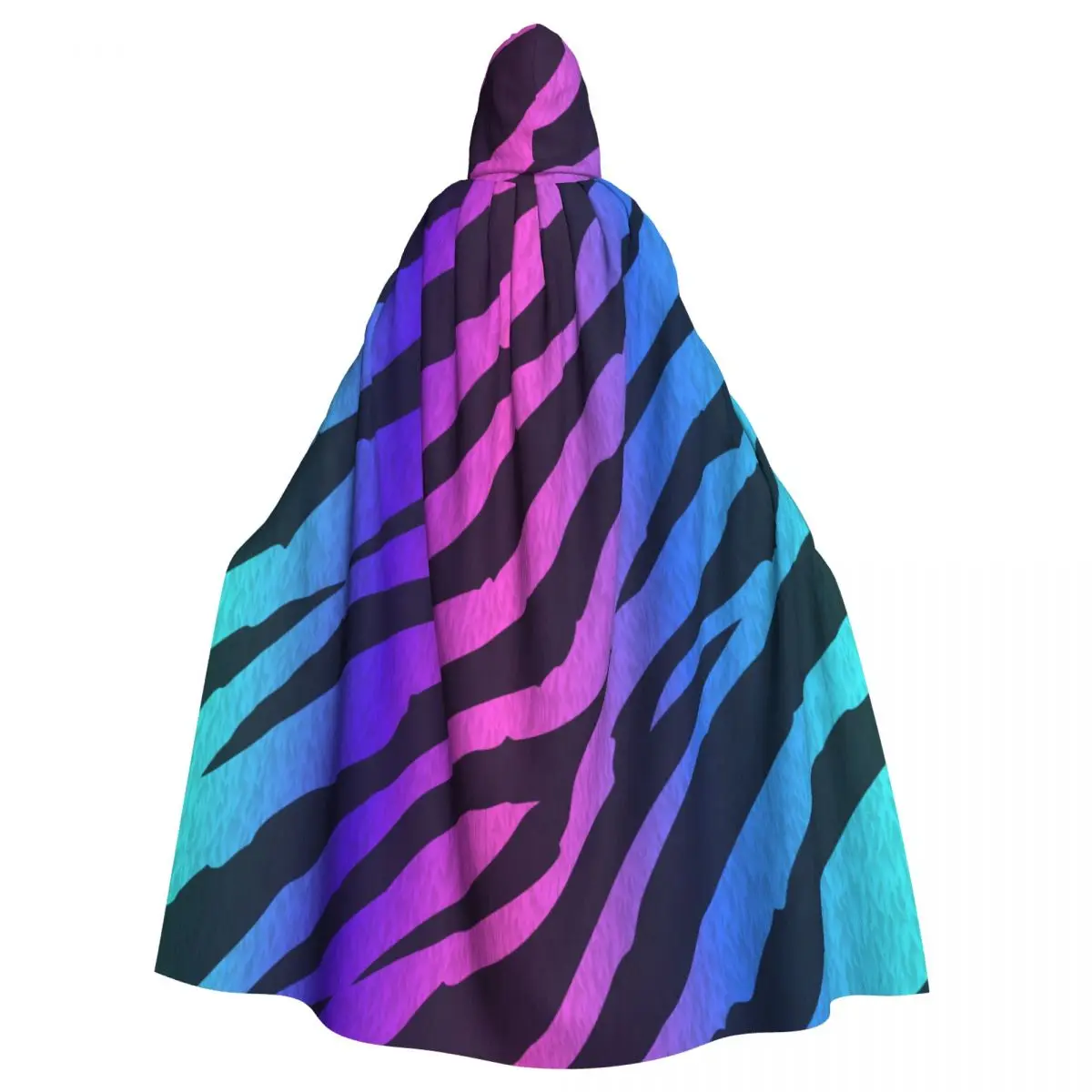 

Long Cape Cloak Neon Tiger Pattern Hooded Cloak Coat Hoodies