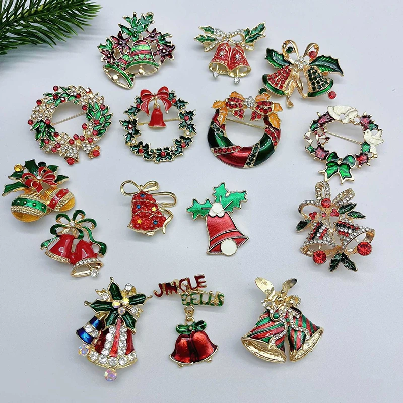Christmas Rhinestone Christmas Tree Brooches For Women Unisex Botanical Deer Pin Office Party Friend Gifts Jewelry Accessories