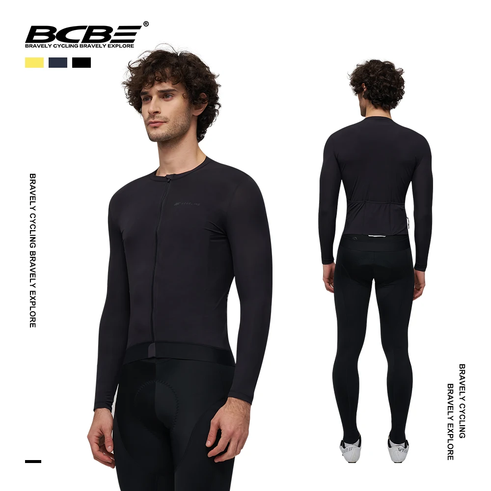 

BCBE Men Cycling Jersey Long Sleeve Summer Pro Aero Slim Fit Cycling Jersey Breathable Lightweight UPF 50+ Man Cycling Maillot