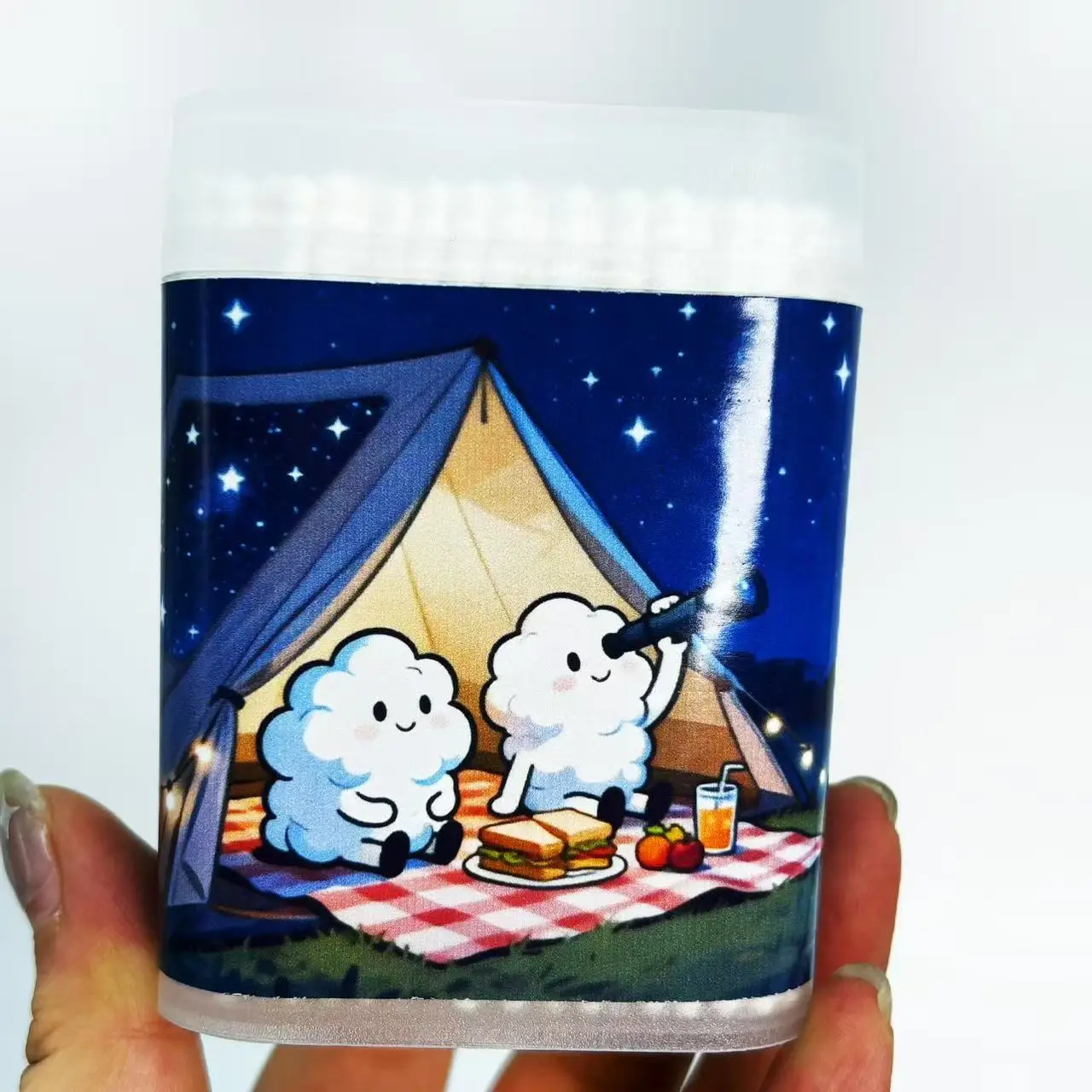 200 قطعة/400 قطعة التخييم تحت عنوان مزدوجة نهاية مسحات القطن الإبداعية التخييم عطلة تحت عنوان أعواد قطنية العصي الأبيض رقيقة جولة أعواد قطنية العصي #4