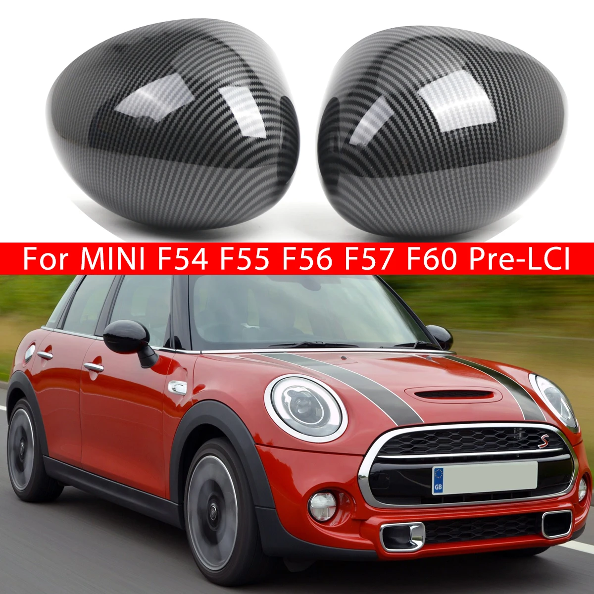 

Carbon Fibre Look Car Rearview Mirror Covers Caps For Mini Cooper F54 F55 F56 F60 14-19 ABS Side Mirror Covers Caps Case Housing