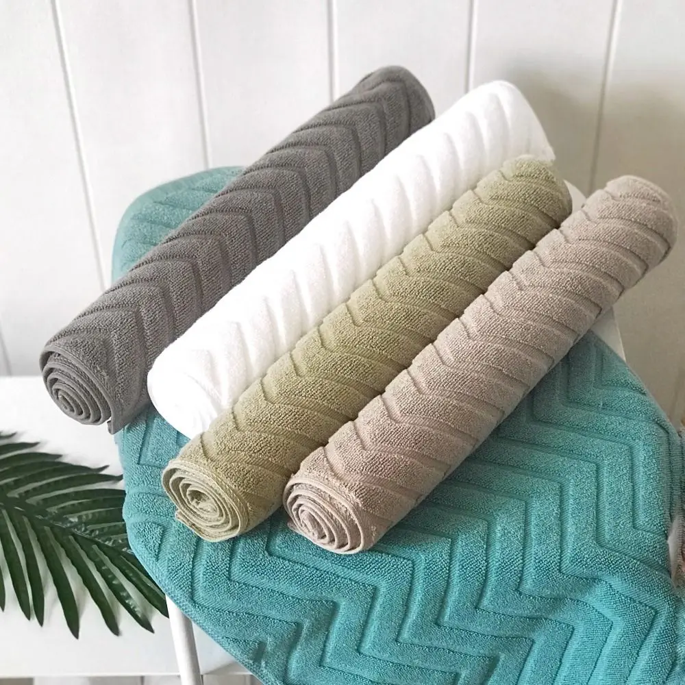 Bathtub Towels 40*60cm Wave Stripe Floor Towel Jacquard Thicken Cotton Bathroom Mat 3D Water Uptake Feet Towel Living Room